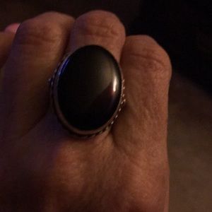 Onyx and sterling silver ring